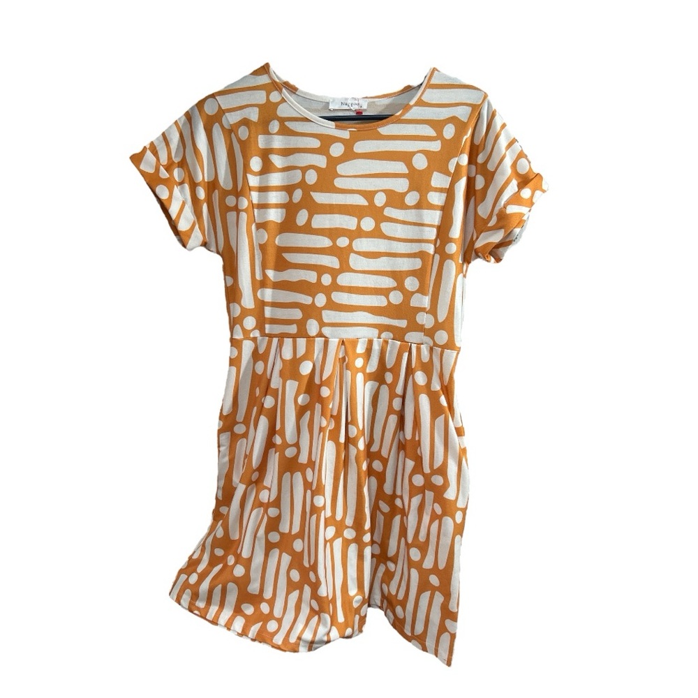 Orange and White Patterned Mini Dress